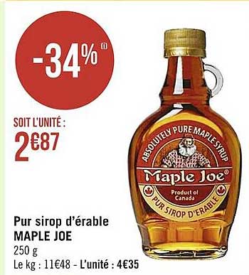 pur sirop d'érable maple joe