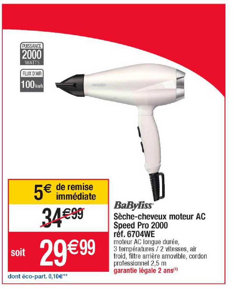 sèche-cheveux moteur ac speed pro 2000 babyliss
