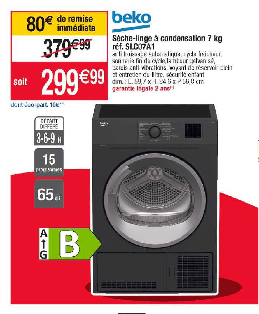 sèche-linge à condensation 7 kg beko