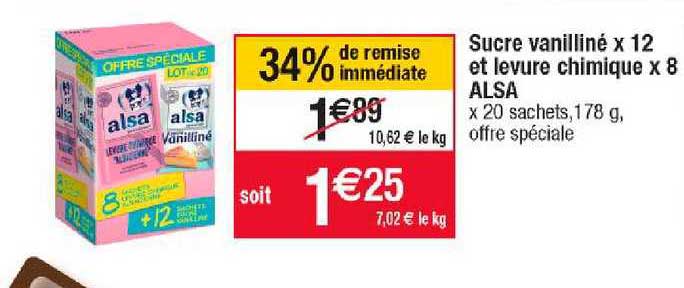 Sucre Vanilliné X12 Et Levure Chimique X8 Alsa