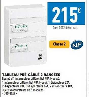 tableau pré-câblé 2 rangées