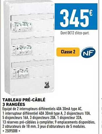 tableau pré-câblé 3 rangées