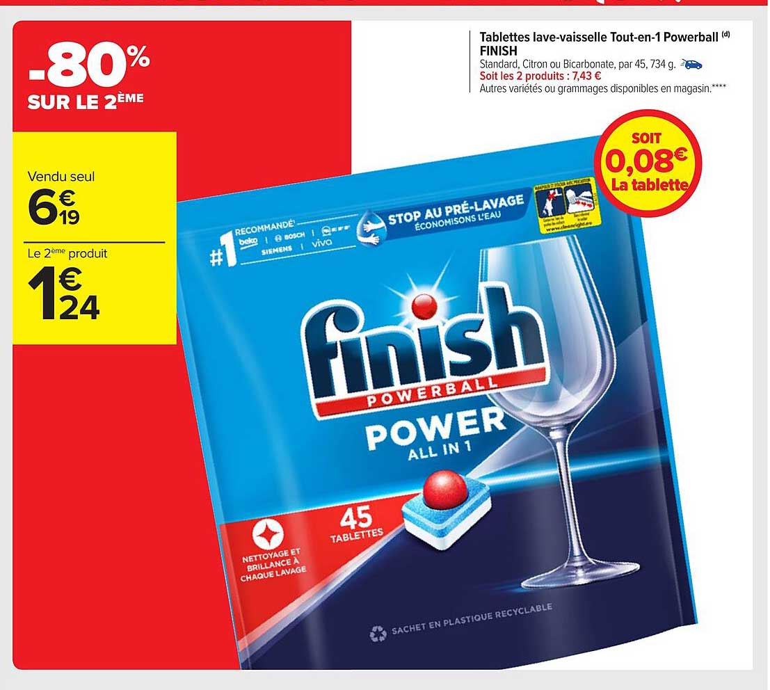 tablettes lave-vaisselle tout-en-1 powerball finish