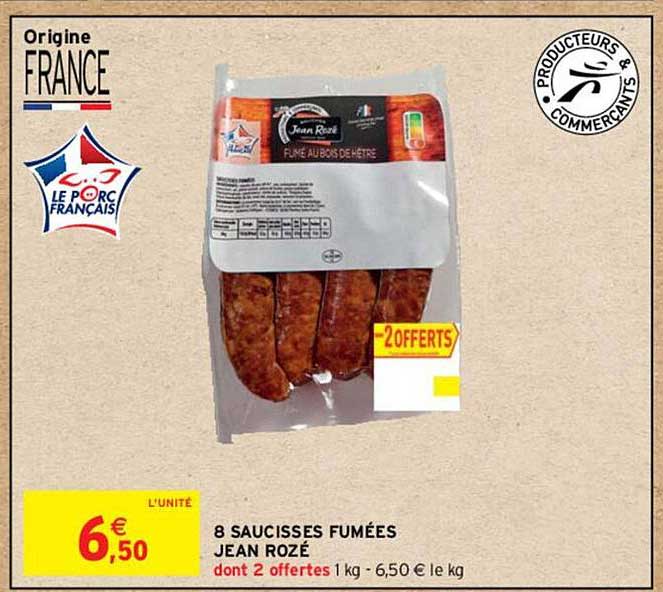 8 saucisses fumées jean rozé