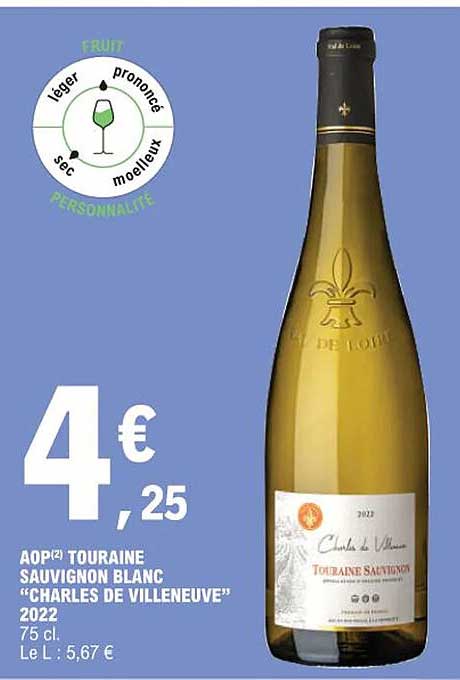 Aop Touraine Sauvignon Blanc "charles De Villeneuve" 2022
