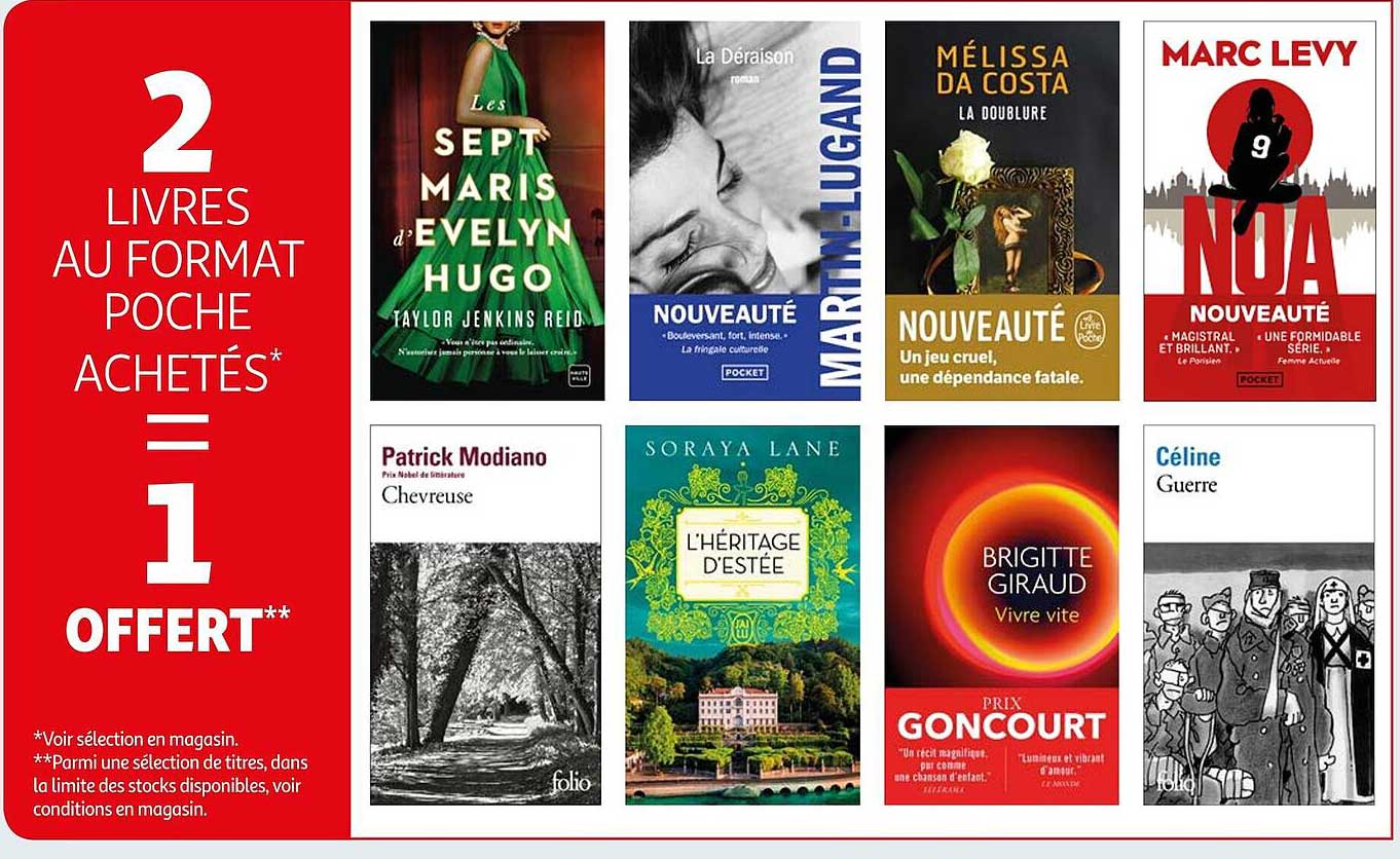 2 livres au format poche achetés = 1 offert