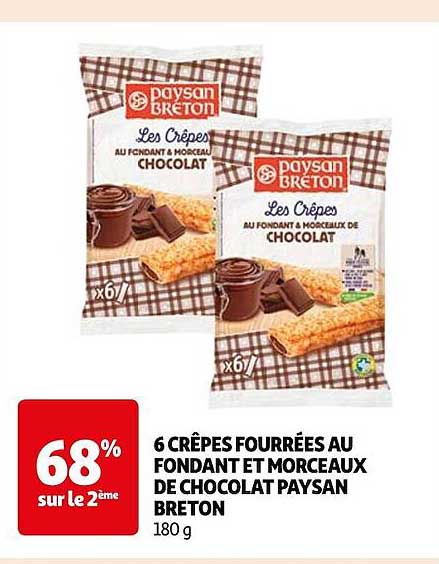 6 crêpes fourrées au fondant et morceaux de chocolat paysan breton