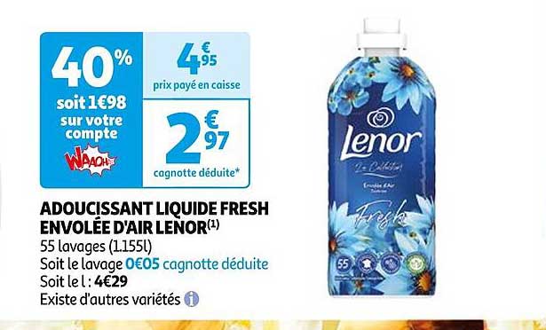adoucissant liquide fresh envolée d'air lenor