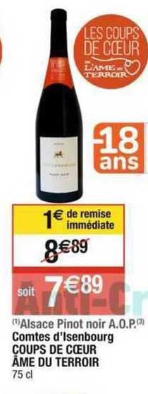 alsace pinot noir a.o.p. comtes d'isenbourg coups de cœur âme du terroir