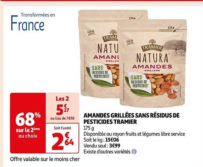 amandes grillées sans résidus de pesticides tramier