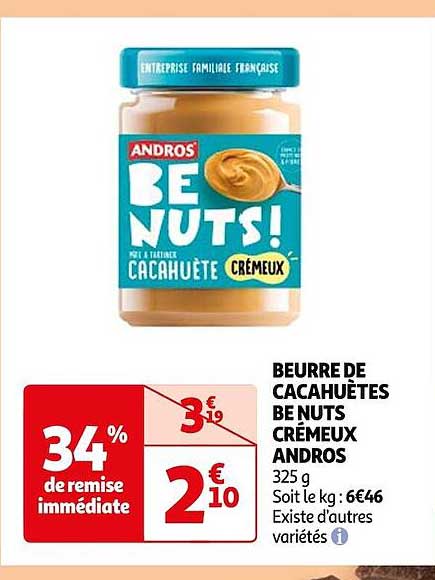 Beurre De Cacahuètes Be Nuts Crémeux Andros