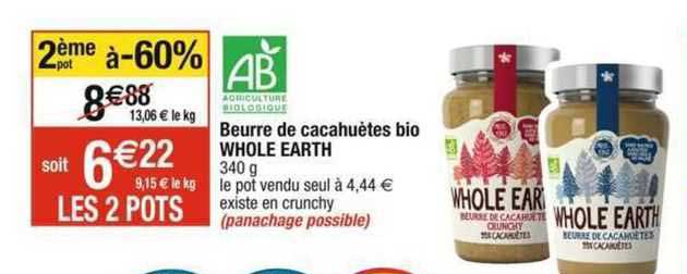 beurre de cacahuètes bio whole earth