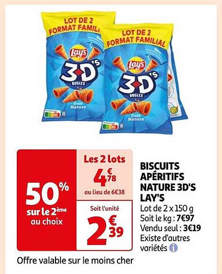 Biscuits Apéritifs Nature 3d's Lay's