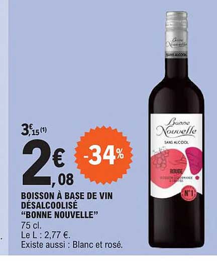 Boisson à Base De Vin Désalcoolisé "bonne Nouvelle"