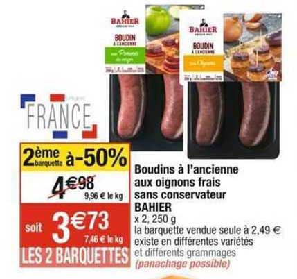 boudins à l'ancienne aux oignons frais sans conservateur bahier