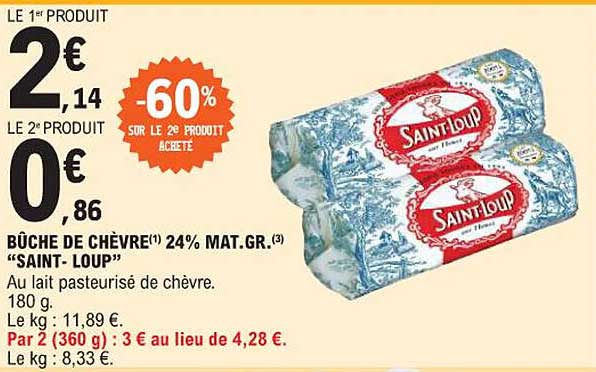 bûche de chèvre 24% mat.gr. "saint-loup"