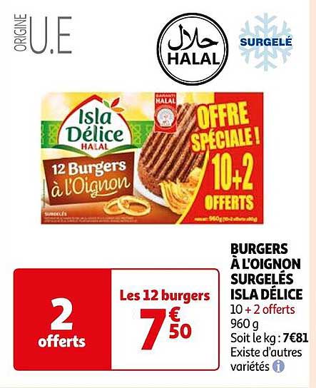 Burgers à L'oignon Surgelés Isla Délice
