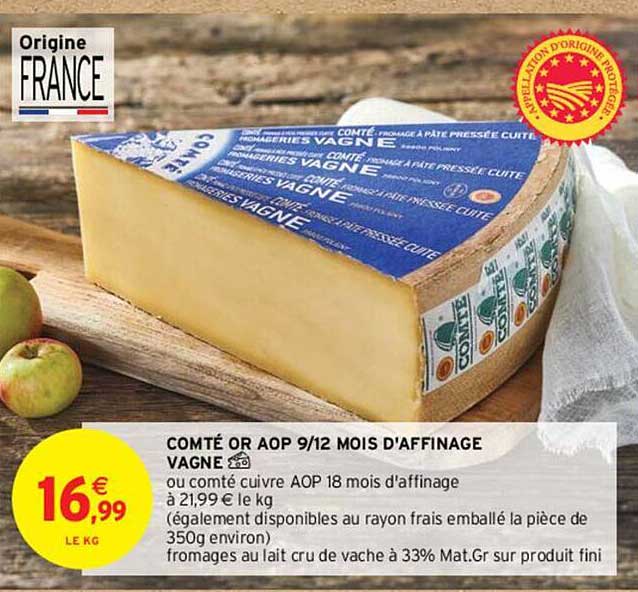 comté or aop 9/12 mois d'affinage vagne