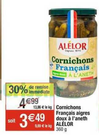 cornichons français aigres doux à l'aneth alélor