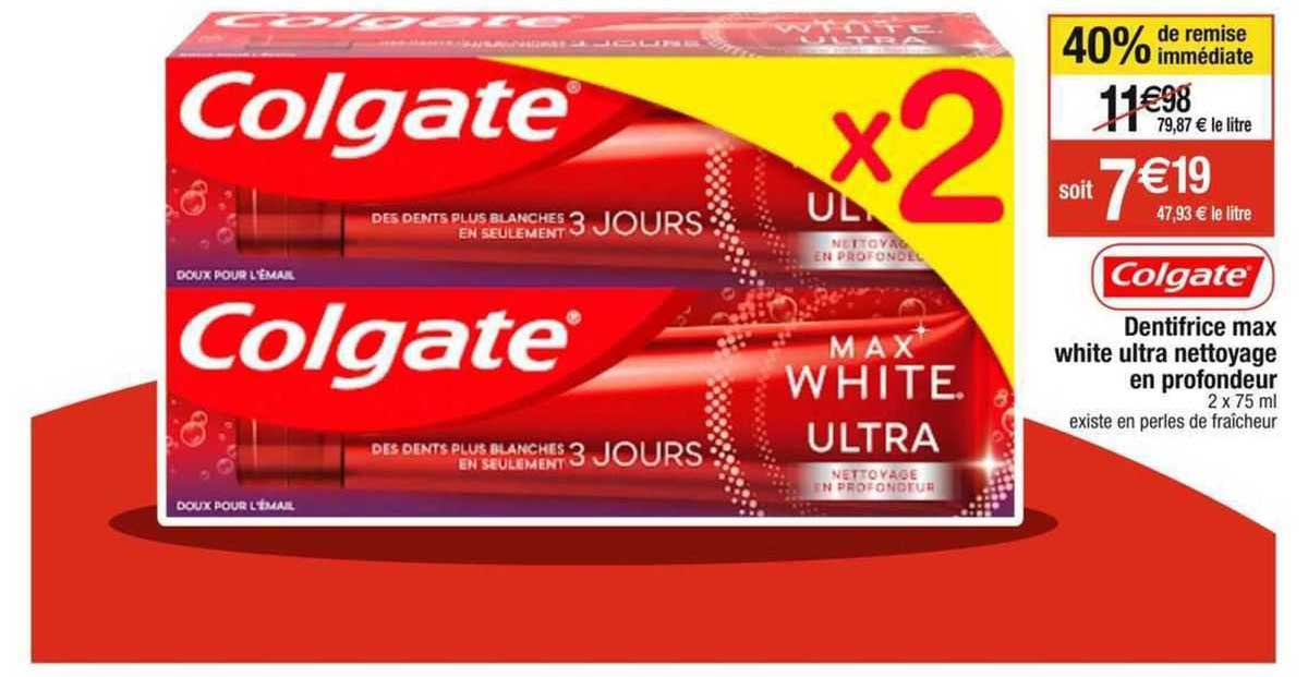 dentifrice max white ultra nettoyage en profondeur colgate