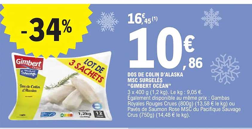 dos de colin d'alaska msc surgelés "gimbert océan"