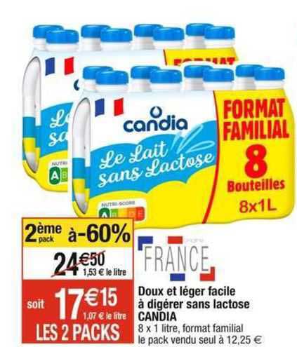 doux et léger facile à digérer sans lactose candia