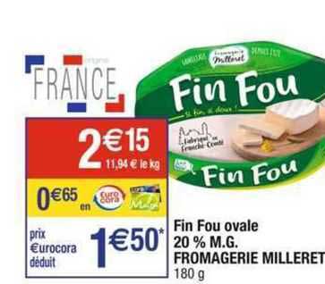 fin fou ovale 20% m.g. fromagerie milleret
