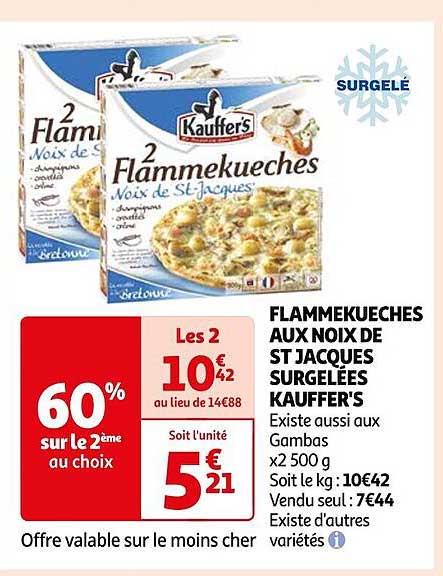 flammekueches aux noix de st jacques surgelées kauffer's