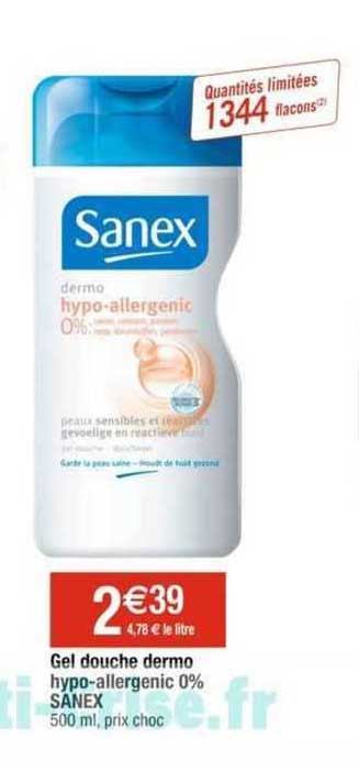 gel douche dermo hypo-allergenic 0% sanex