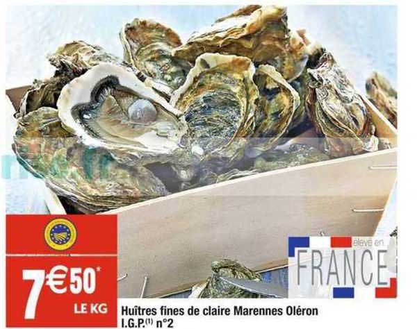 huîtres fines de claire marennes oléron i.g.p. n°2