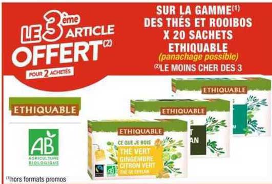 la gamme des thés et rooibos x20 sachets ethiquable