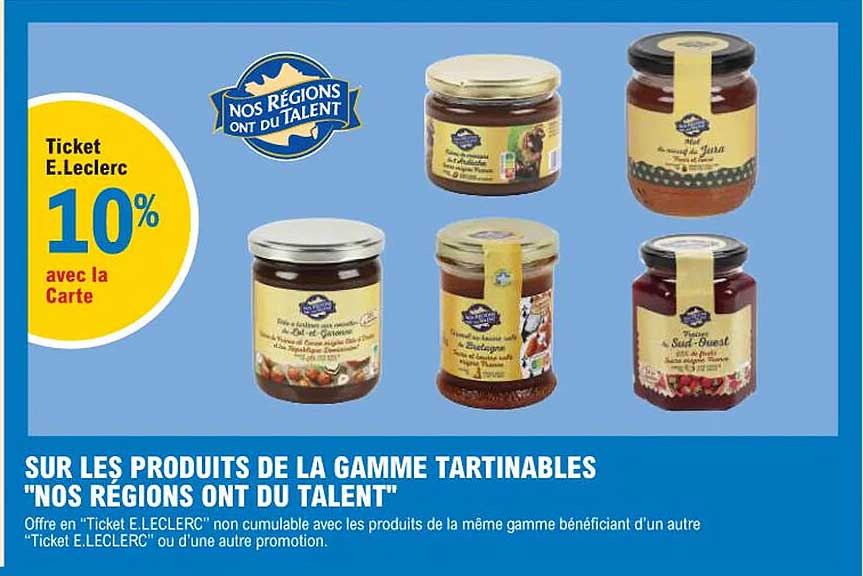 la gamme tartinables "nos régions ont du talent"