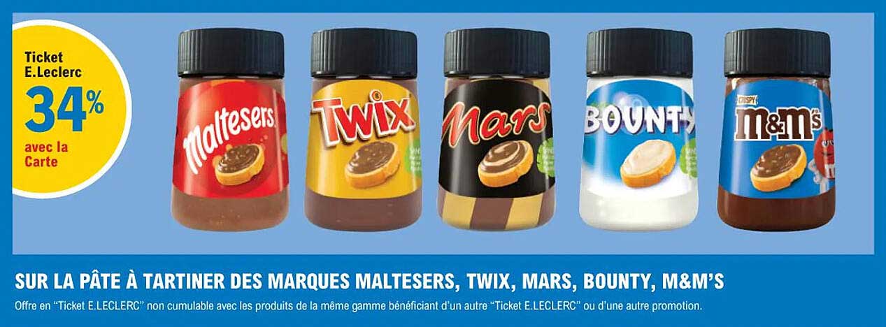 La Pâte à Tartiner Des Marques Maltesers, Twix, Mars, Bounty, M&m's
