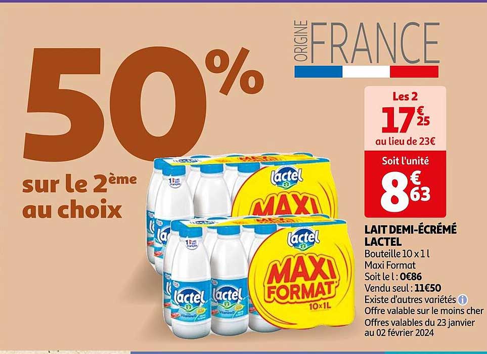 lait demi-écrémé lactel