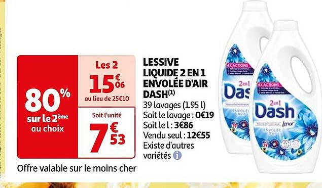 lessive liquide 2 en 1 envolée d'air dash