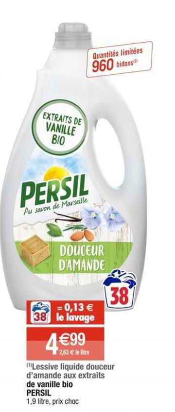 lessive liquide douceur d'amande aux extraits de vanille bio persil