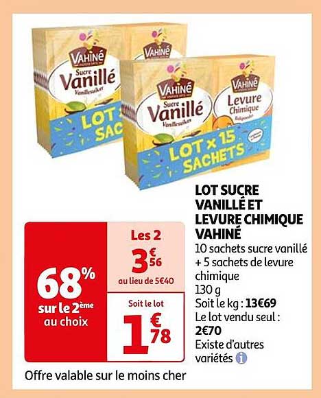 lot sucre vanillé et levure chimique vahiné