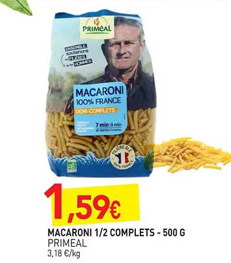macaroni 1/2 complets priméal - 500 g
