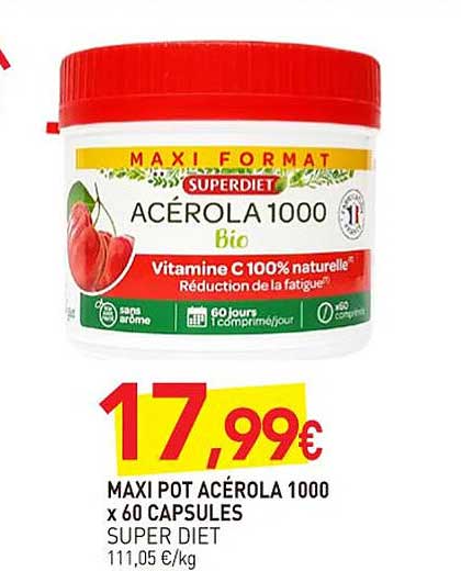 maxi pot acérola 1000 x60 capsules super diet