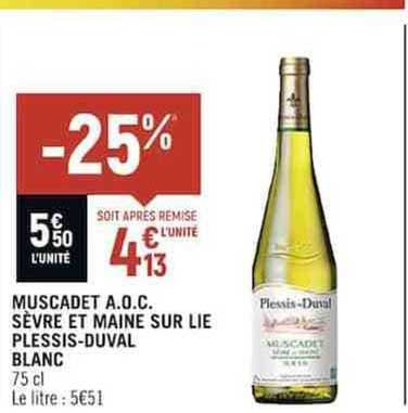 muscadet a.o.c. sèvre et maine sur lie plessis-duval blanc