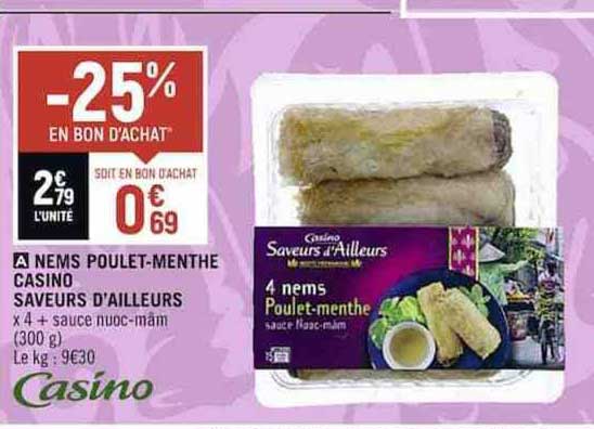 nems poulet-menthe casino saveurs d'ailleurs