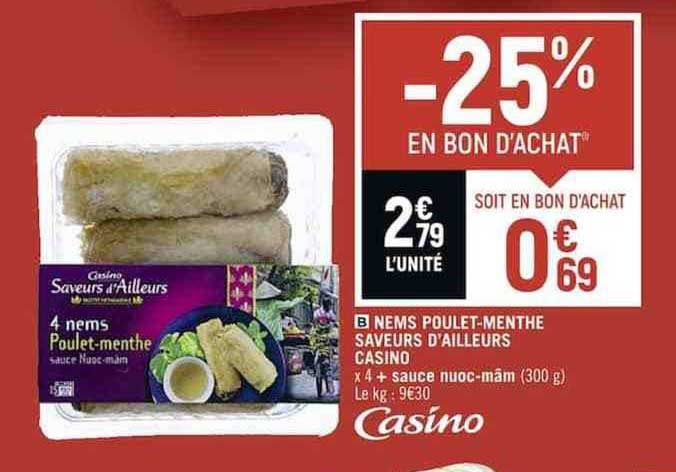 nems poulet-menthe saveurs d'ailleurs casino