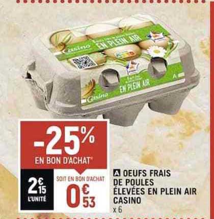 oeufs frais de poules élevées en plein air casino