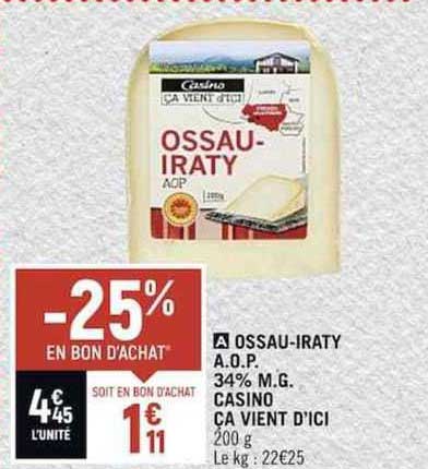 ossau-iraty a.o.p.  34% m.g. casino ça vient d'ici