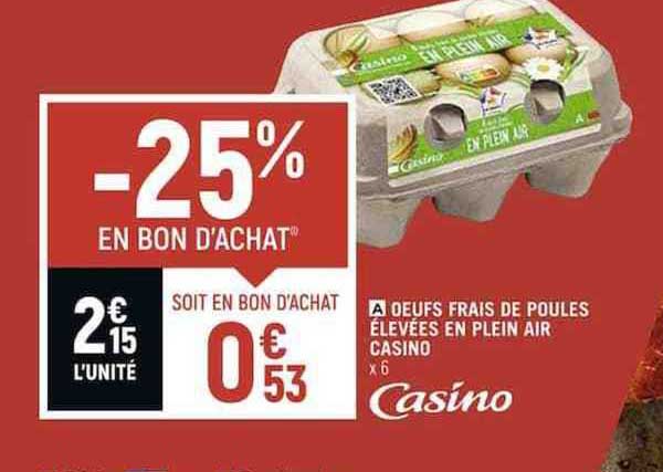 œufs frais de poules élevées en plein air casino