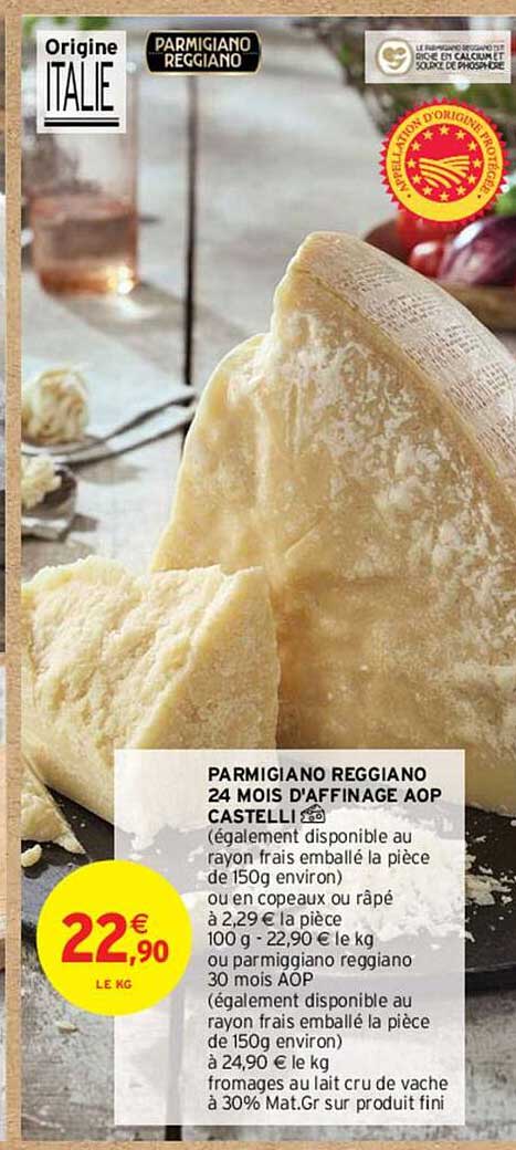 parmigiano reggiano 24 mois d'affinage aop castelli
