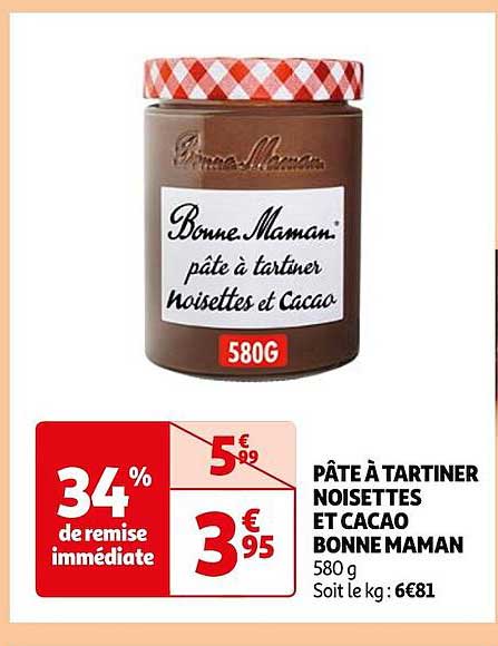 pâte à tartiner noisettes et cacao bonne maman