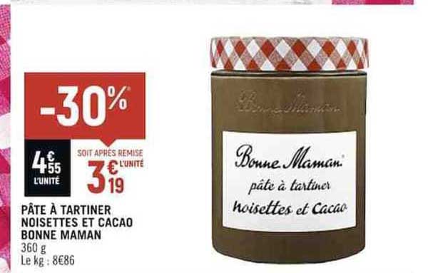 pâte à tartiner noisettes et cacao bonne maman