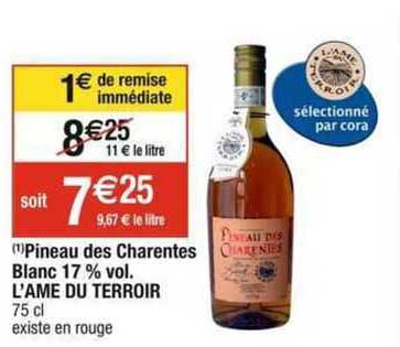 pineau des charentes blanc 17% vol. l'âme du terroir