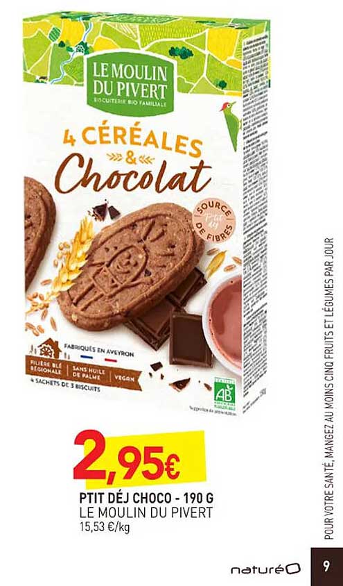 ptit déj choco le moulin du pivert - 190 g